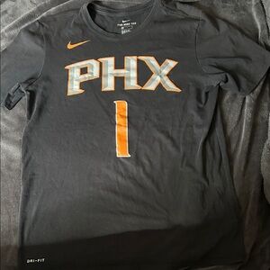 Nike Men's Black and Orange PHX Devin Booker Dri-FIT Tee